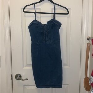 Blue Denim Strap Dress